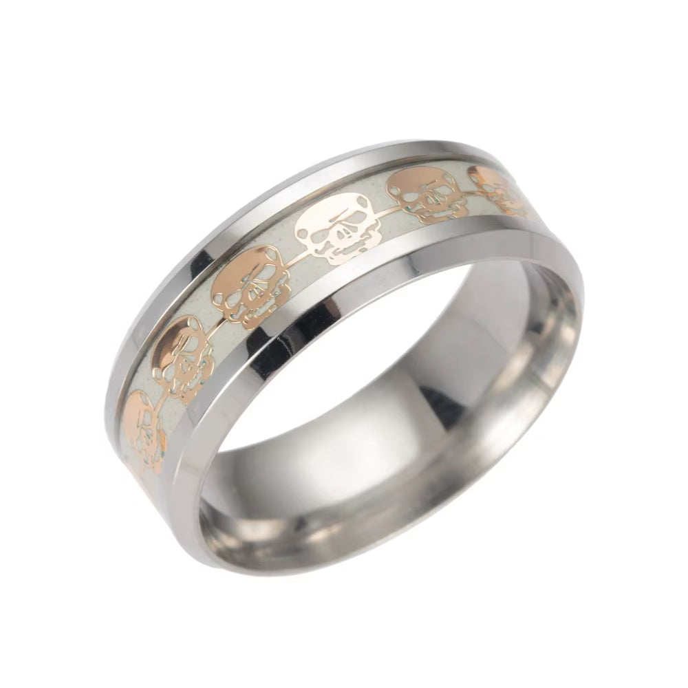Luminous Dragon Rings for Men Black Gold Blue Color Stainless Steel Women Rings Trendy Glow in the Dark Male Band Ring Jewelry