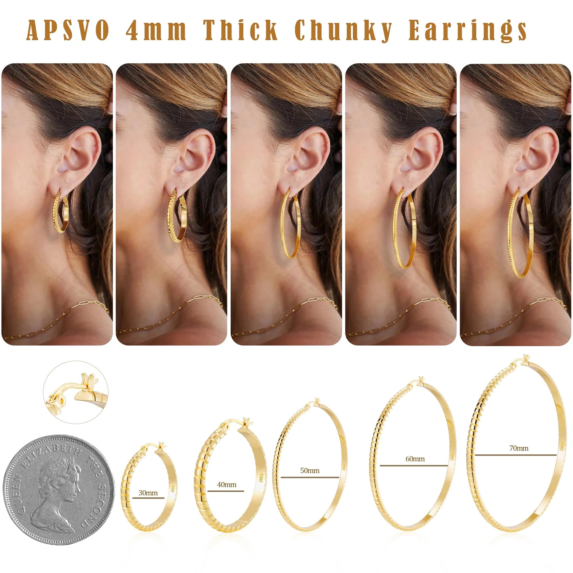 2 Pairs 18K Gold Plated Hoop Earrings for Women Big Large Extra Chunky Post Hypoallergenic Earrings Set Birthday Valentines Day Jewelry Gifts Her Mom Girlfriend Lady Female Adults Ideas 30/40MM