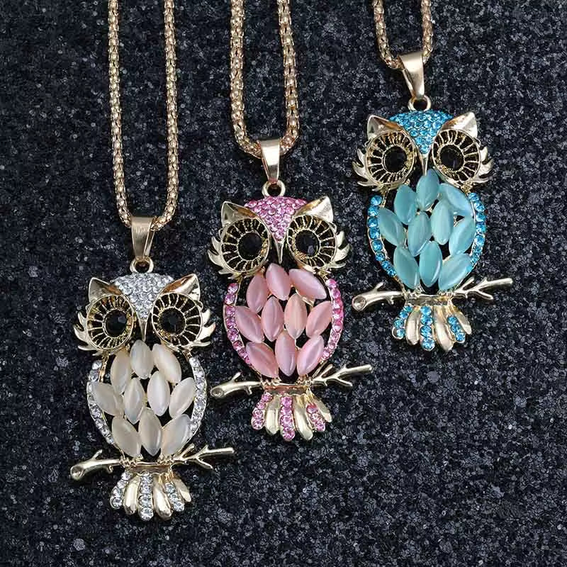 Hollow Golden Zircon Lady Pendant Box Owl Aromatherapy Locket Essential Oil Diffuser Magnetic Opening Necklace Jewelery