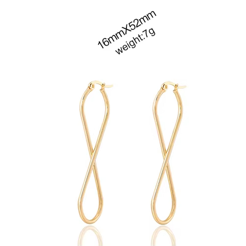 European and American Fashion Drop Earrings Unlimited Geometric Number 8 Hoop Ear Rings Golden Woman'S Retro Earrings Party Gift