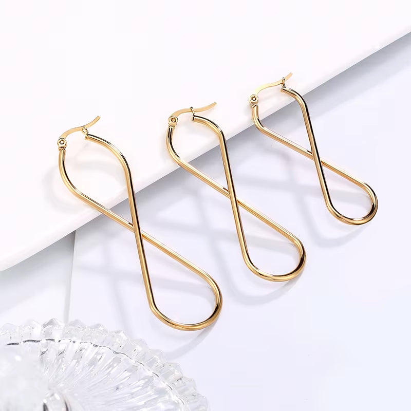 European and American Fashion Drop Earrings Unlimited Geometric Number 8 Hoop Ear Rings Golden Woman'S Retro Earrings Party Gift