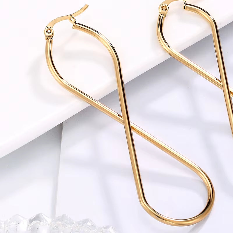 European and American Fashion Drop Earrings Unlimited Geometric Number 8 Hoop Ear Rings Golden Woman'S Retro Earrings Party Gift