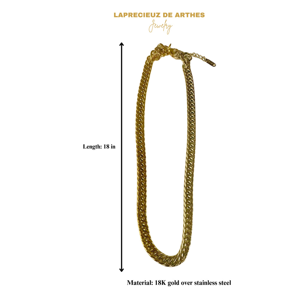 18K PVD Real Silver Gold Plated Chunky Cuban Chain Necklace for Women Waterproof