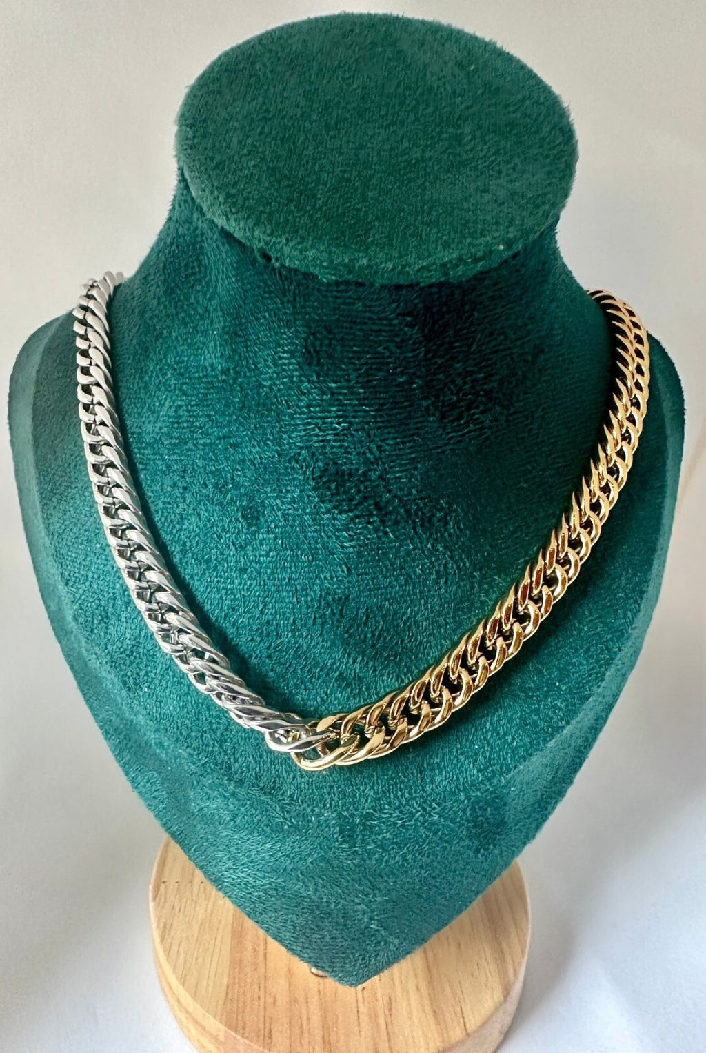 18K PVD Real Silver Gold Plated Chunky Cuban Chain Necklace for Women Waterproof