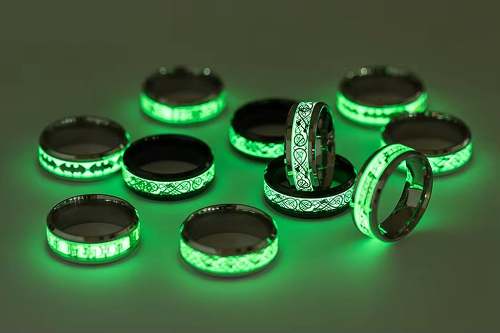 Luminous Dragon Rings for Men Black Gold Blue Color Stainless Steel Women Rings Trendy Glow in the Dark Male Band Ring Jewelry