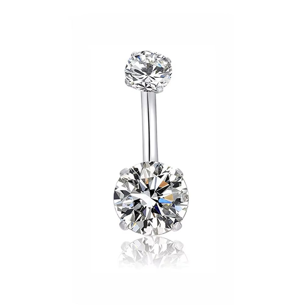 1Pc 14G Belly Button Ring Navel Nombril Piercing Surgical Steel Ear Rings CZ Body Piercing Jewelry 10 Mm Bar for Women Piercing