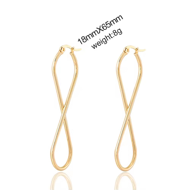 European and American Fashion Drop Earrings Unlimited Geometric Number 8 Hoop Ear Rings Golden Woman'S Retro Earrings Party Gift