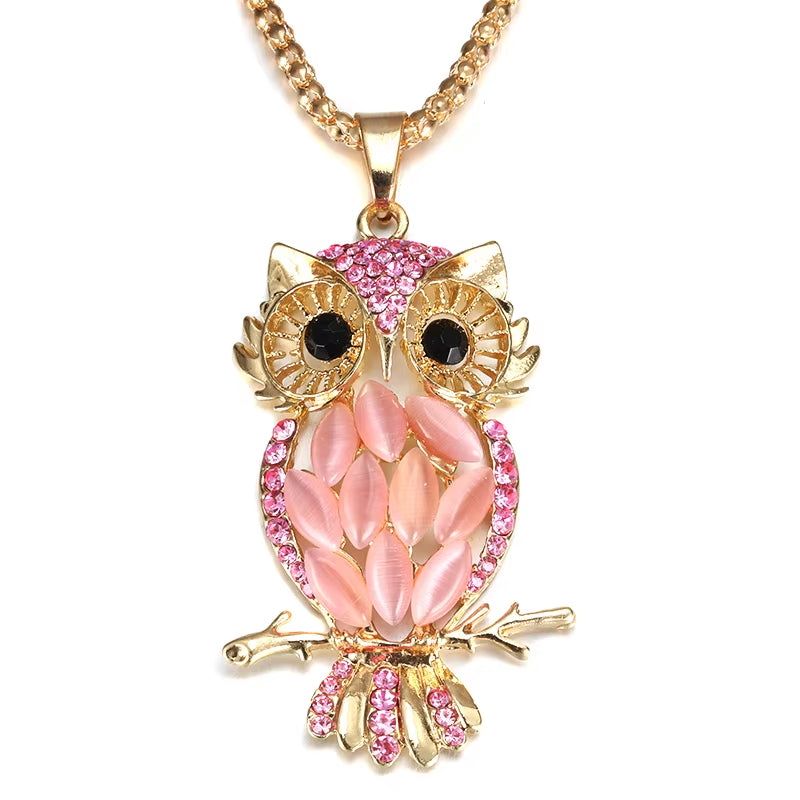 Hollow Golden Zircon Lady Pendant Box Owl Aromatherapy Locket Essential Oil Diffuser Magnetic Opening Necklace Jewelery