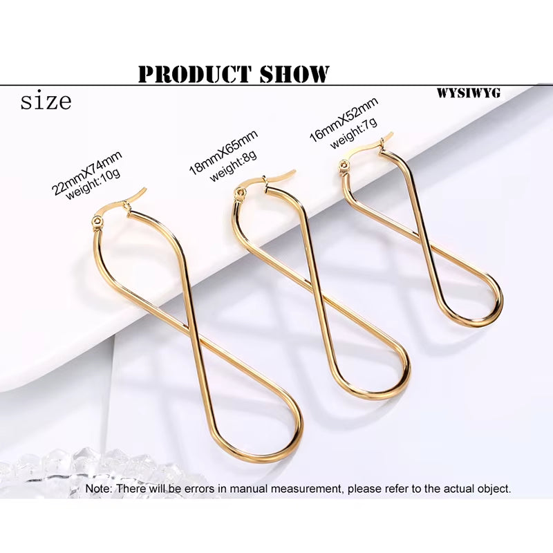 European and American Fashion Drop Earrings Unlimited Geometric Number 8 Hoop Ear Rings Golden Woman'S Retro Earrings Party Gift
