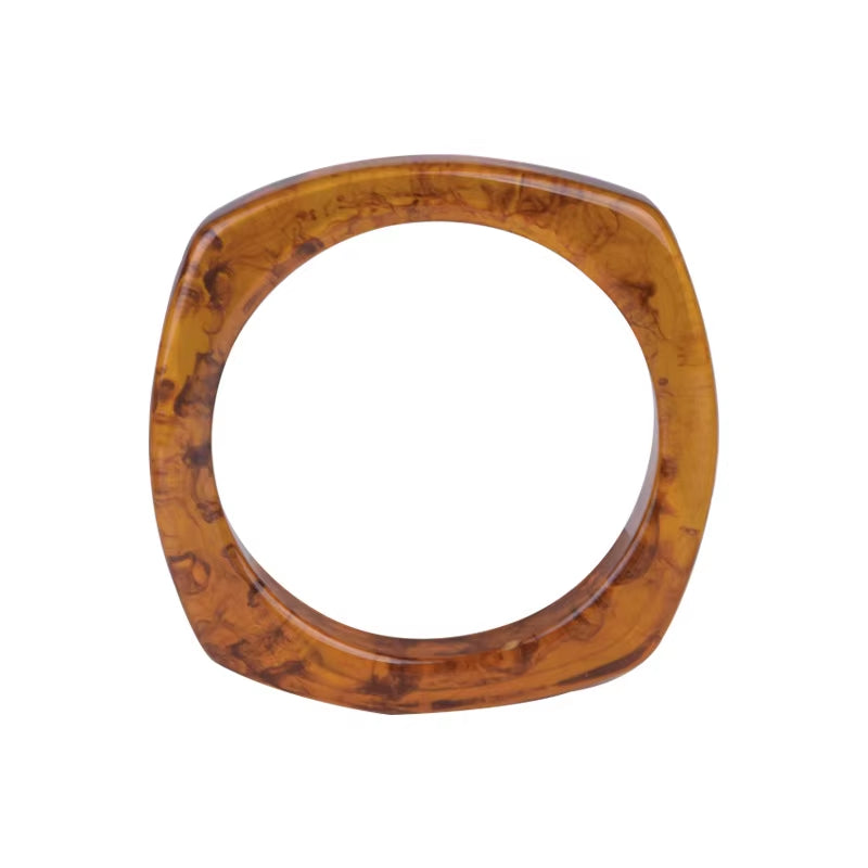 HUANZHI Vintage Resin Acrylic Geometric Irregular Square Quadrilateral Bangle Simple Style Bracelet for Women 2021 New Jewelery