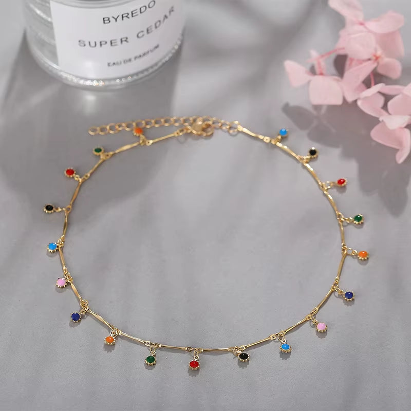 Fashion Simple Candy Color Tassel Necklace for Women Aesthetic All-Match Pendant Jewelry Choker Neck Accessories Gift Chain