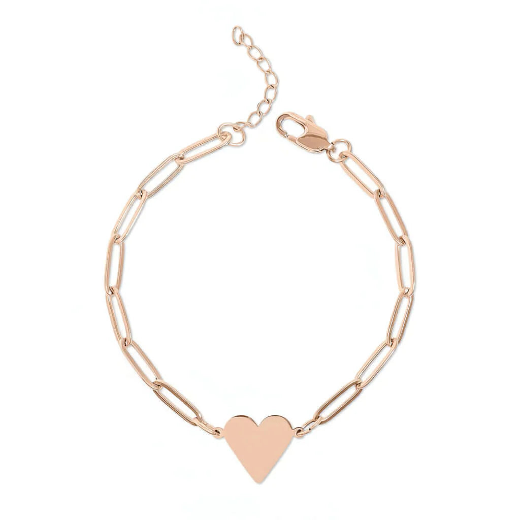 Engraved Paperclip Heart Bracelet – Engraved Heart Charm Chain