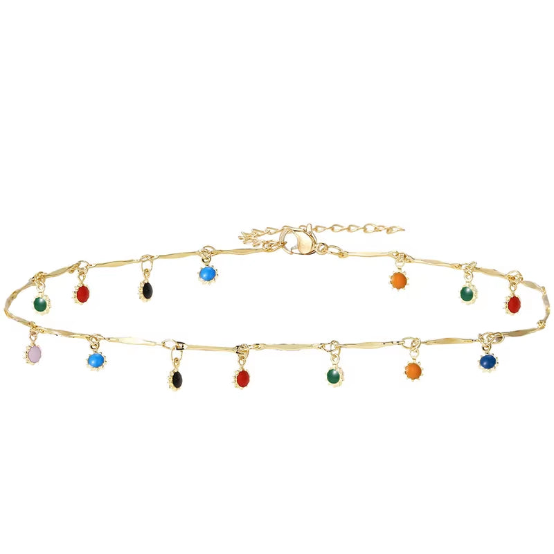 Fashion Simple Candy Color Tassel Necklace for Women Aesthetic All-Match Pendant Jewelry Choker Neck Accessories Gift Chain