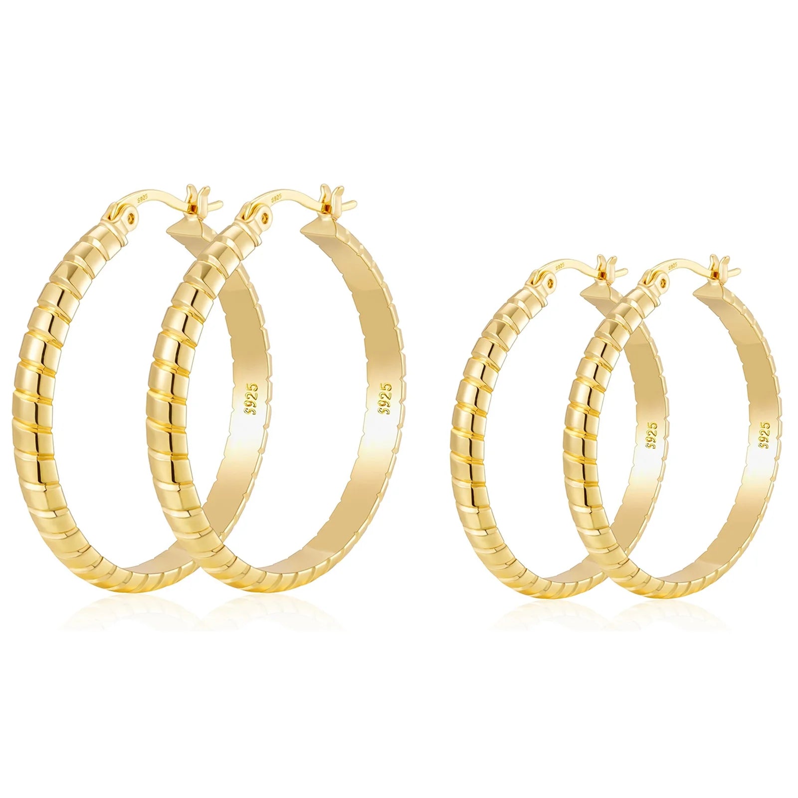 2 Pairs 18K Gold Plated Hoop Earrings for Women Big Large Extra Chunky Post Hypoallergenic Earrings Set Birthday Valentines Day Jewelry Gifts Her Mom Girlfriend Lady Female Adults Ideas 30/40MM