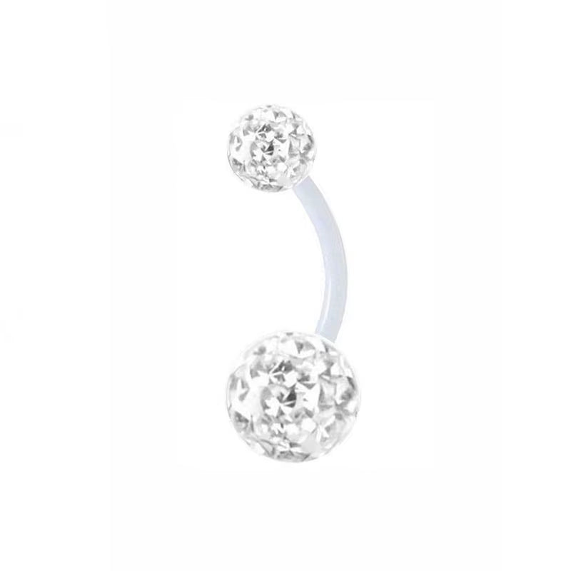 1Pc 14G Belly Button Ring Navel Nombril Piercing Surgical Steel Ear Rings CZ Body Piercing Jewelry 10 Mm Bar for Women Piercing