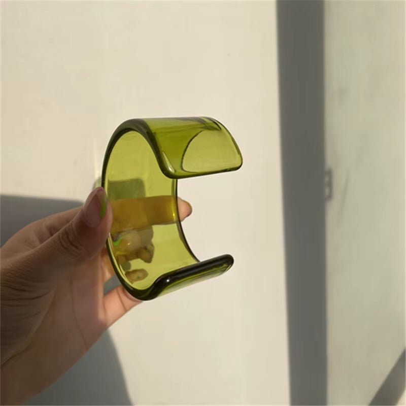 HUANZHI Vintage Resin Acrylic Geometric Irregular Square Quadrilateral Bangle Simple Style Bracelet for Women 2021 New Jewelery