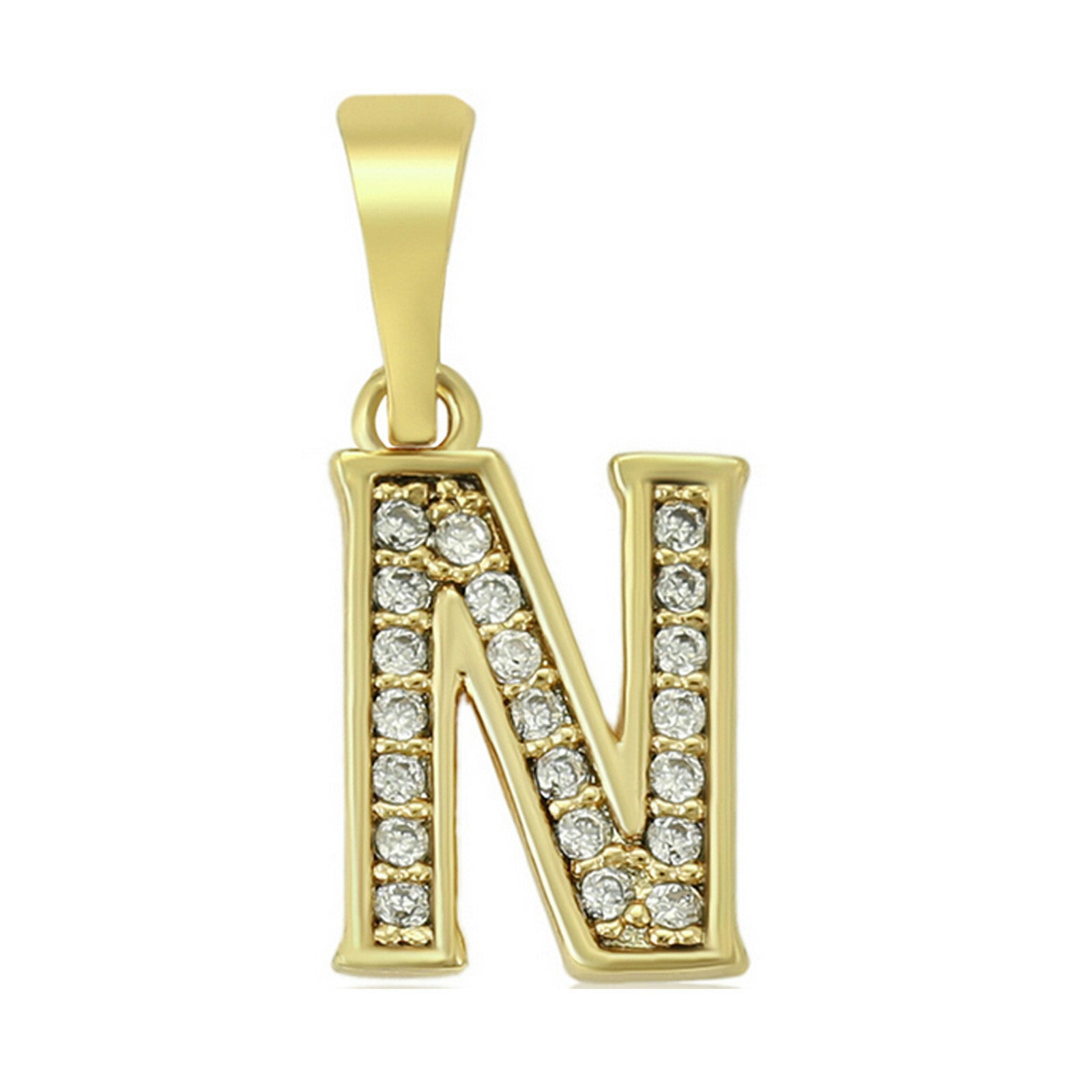 14K Gold Plated Initial Letter Name Pendant Necklace plus Chain. Oro Laminado