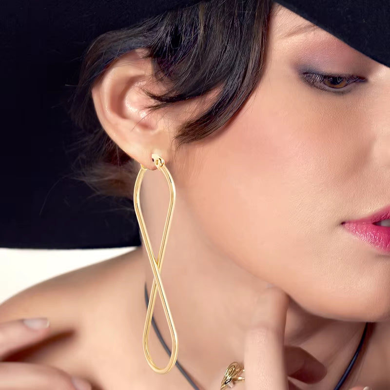 European and American Fashion Drop Earrings Unlimited Geometric Number 8 Hoop Ear Rings Golden Woman'S Retro Earrings Party Gift