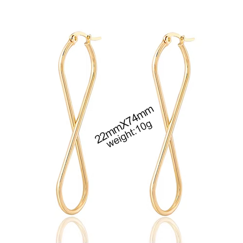 European and American Fashion Drop Earrings Unlimited Geometric Number 8 Hoop Ear Rings Golden Woman'S Retro Earrings Party Gift