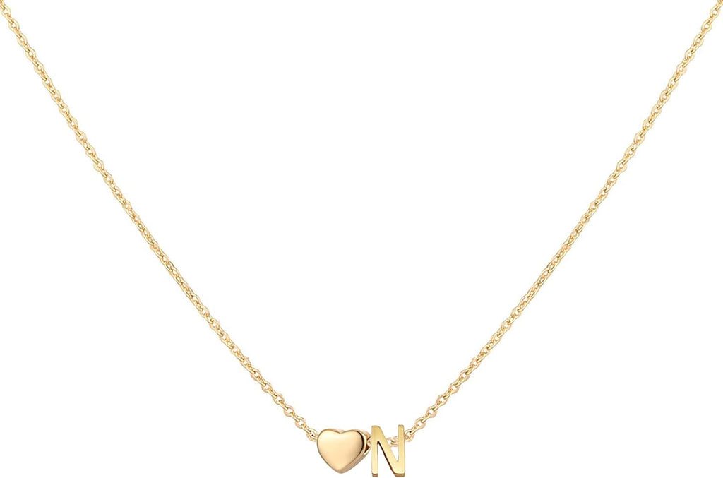 Initial Heart Necklace 18K Gold Plated Stainless Steel Tiny Heart Letter Necklace Personalized Monogram Name Necklace for Women
