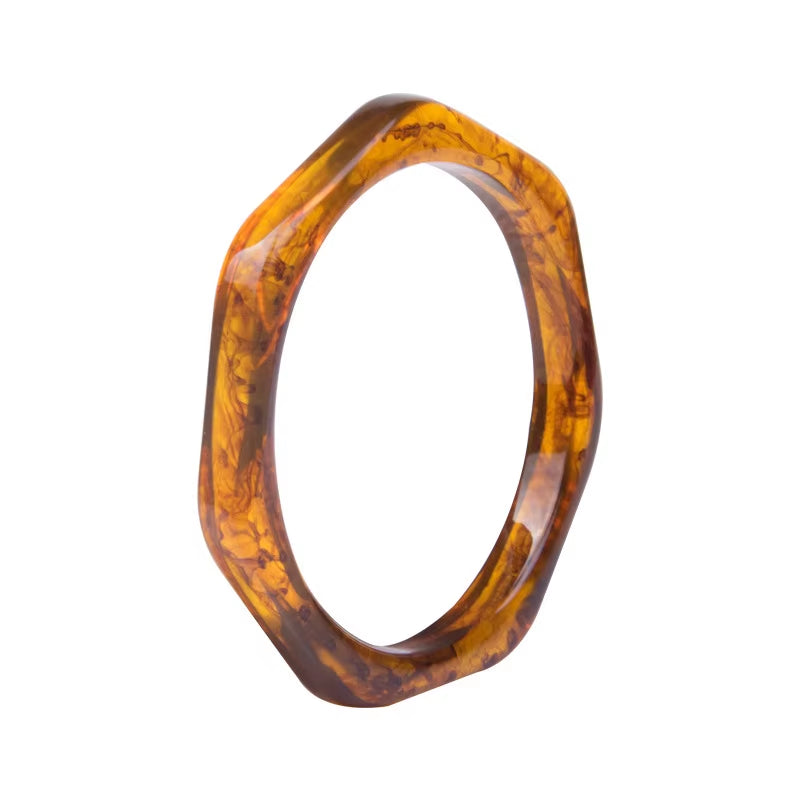 HUANZHI Vintage Resin Acrylic Geometric Irregular Square Quadrilateral Bangle Simple Style Bracelet for Women 2021 New Jewelery