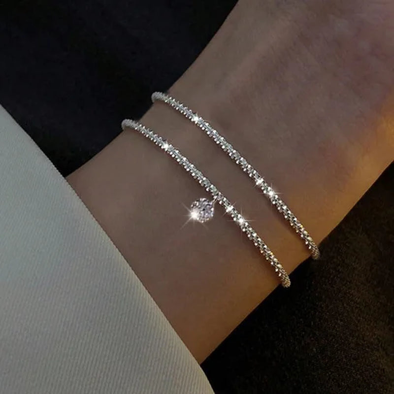 925 Sterling Silver Butterfly Bracelet for Women Fashion Luxury Rhinestone Charm Bracelets Versatile Bling Jewelery Party Gifts