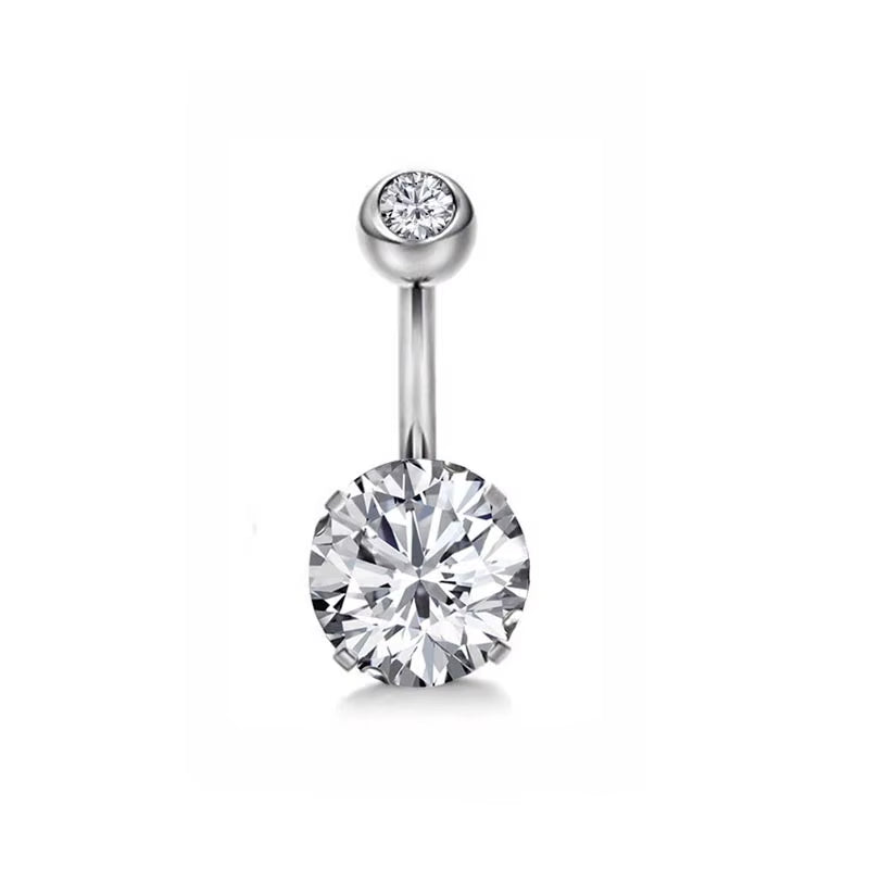 1Pc 14G Belly Button Ring Navel Nombril Piercing Surgical Steel Ear Rings CZ Body Piercing Jewelry 10 Mm Bar for Women Piercing