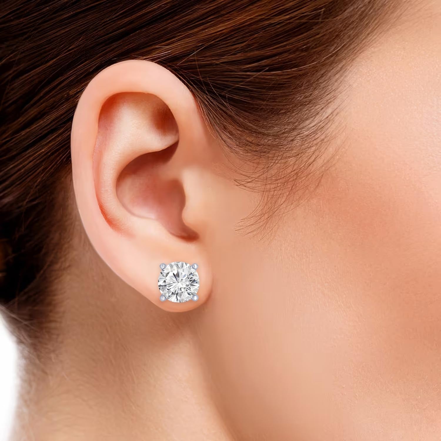 0.5 to 4 Carat Natural round Brilliant Solitaire Diamond Stud Earrings for Women 4 Prong Screw Back (I-J Color I1 Clarity)