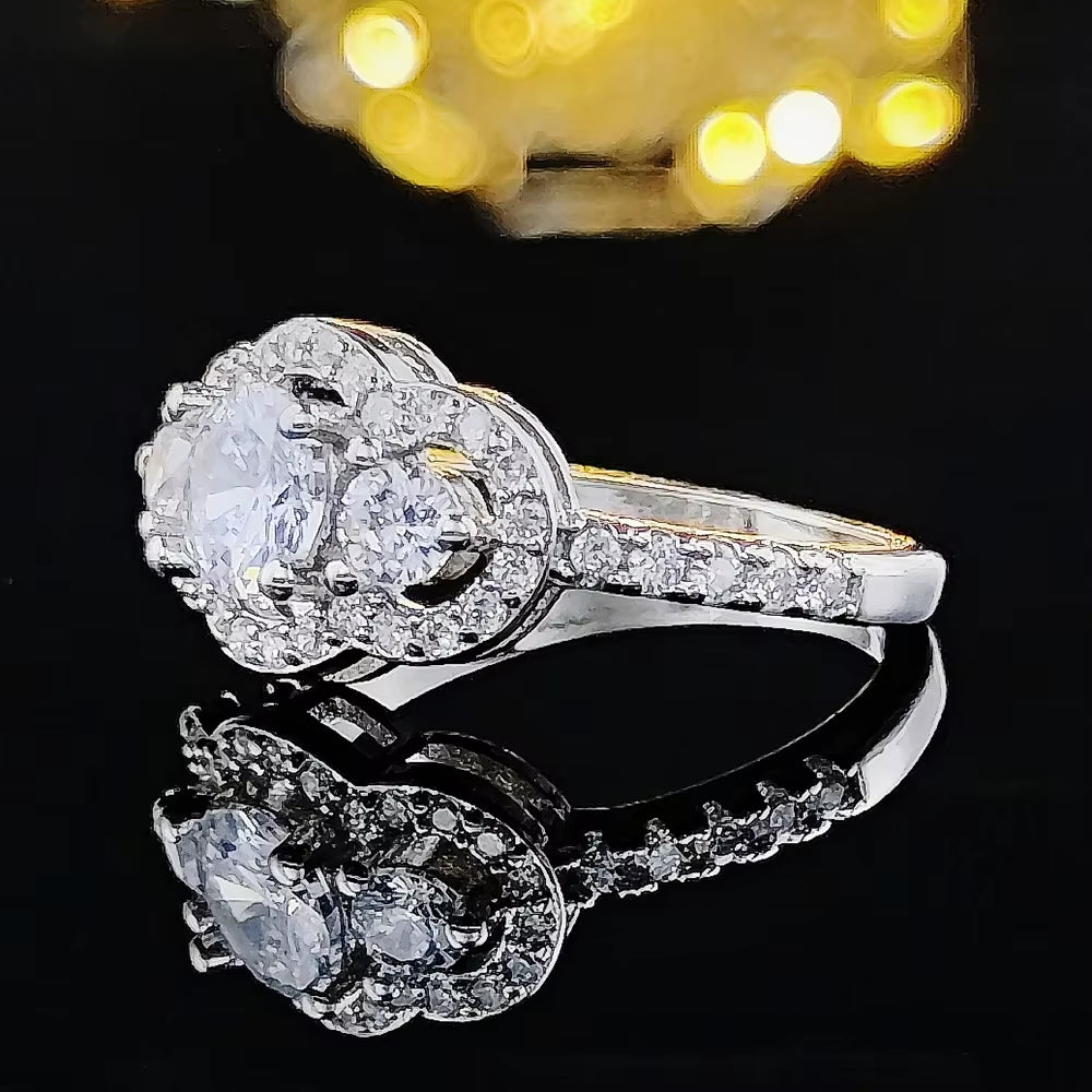 Original Silver Color Designer Rings Three Stones Engagement Ring for Women Luxury Christmas Gift Anel Jewelery R1406