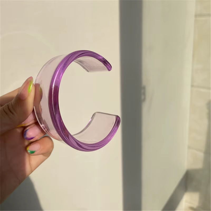 HUANZHI Vintage Resin Acrylic Geometric Irregular Square Quadrilateral Bangle Simple Style Bracelet for Women 2021 New Jewelery