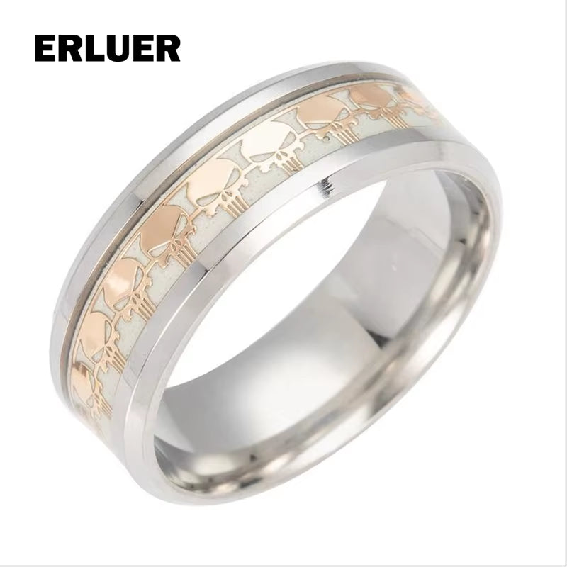 Luminous Dragon Rings for Men Black Gold Blue Color Stainless Steel Women Rings Trendy Glow in the Dark Male Band Ring Jewelry