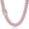 Hip Hop Iced Out Miami Cuban Link Chain Necklace or Bracelet for Men Women, Real 18K Gold/White Gold Plated Diamond CZ Jewelry