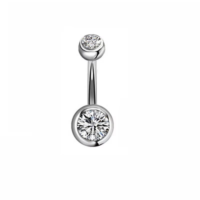 1Pc 14G Belly Button Ring Navel Nombril Piercing Surgical Steel Ear Rings CZ Body Piercing Jewelry 10 Mm Bar for Women Piercing