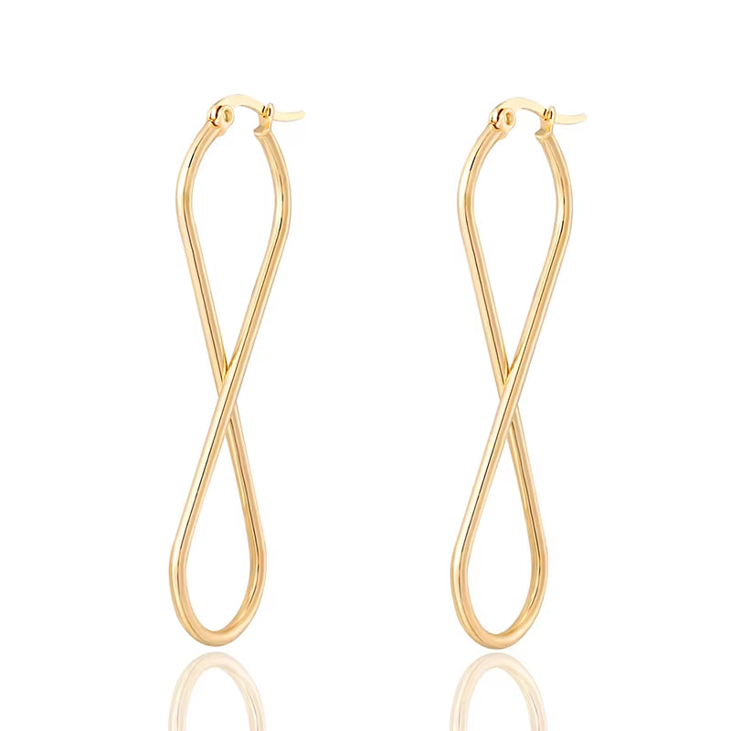European and American Fashion Drop Earrings Unlimited Geometric Number 8 Hoop Ear Rings Golden Woman'S Retro Earrings Party Gift